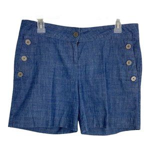 The Limited Womens Shorts Size 4 Blue Chambray Button 5.5" Inseam
